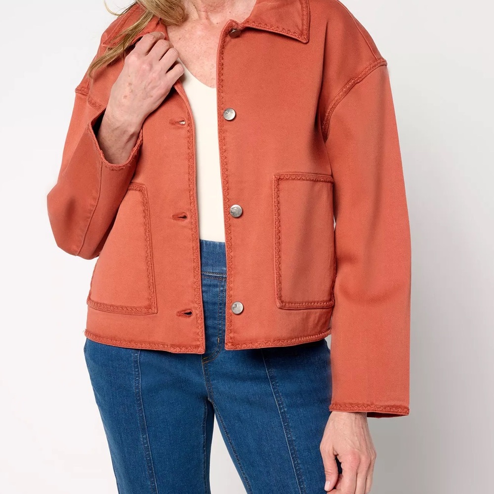 NWT LOGO by Lori Goldstein Patch Pocket Jacket with Embroidery (Size L)